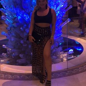 Black and gold two piece skirt set